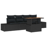 Garden Sofa Set 5 pcs Black and Brown