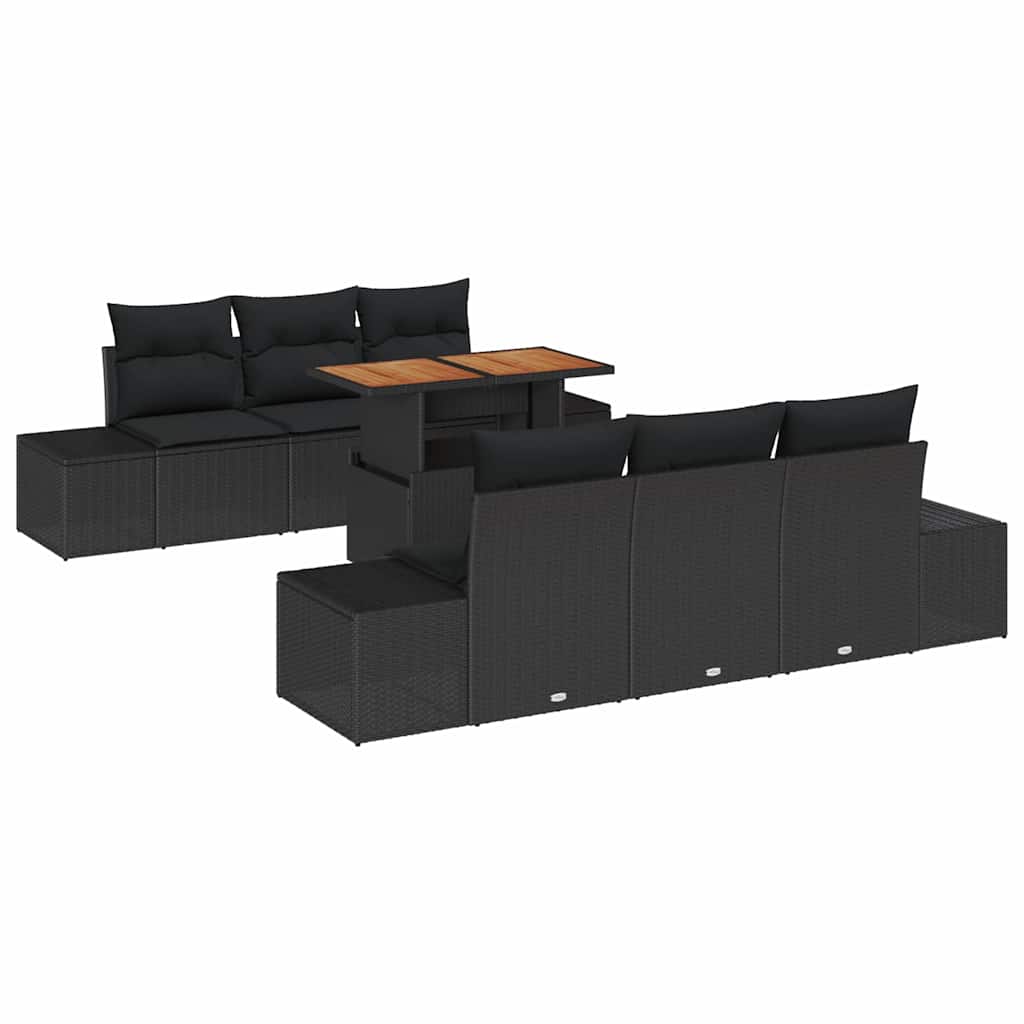 Garden Sofa Set 7 pcs Black and Brown