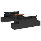 Garden Sofa Set 7 pcs Black and Brown