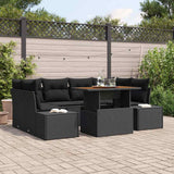 Garden Sofa Set 7 pcs Black and Brown