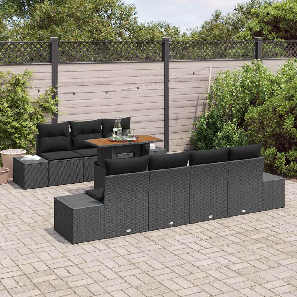 Garden Sofa Set 8 pcs Black and Brown