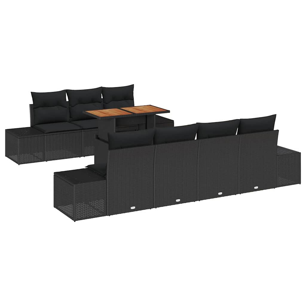 Garden Dining Set Manual 8 pcs Black and Brown 100 x 55 x 73 cm