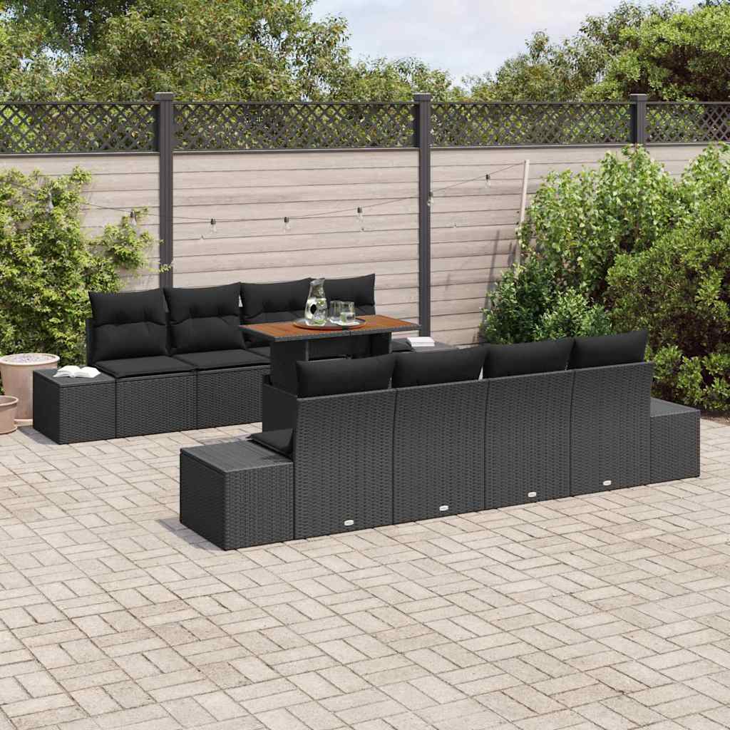 Garden Sofa Set 9 pcs Black and Brown