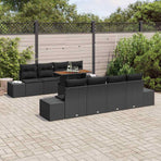 Garden Sofa Set 9 pcs Black 100 x 55 x 73 cm Poly Rattan