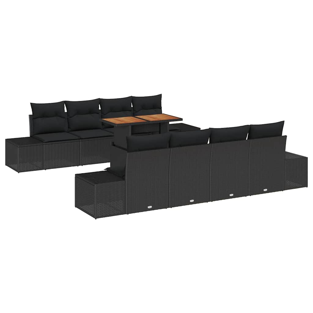 Garden Sofa Set 9 pcs Black and Brown