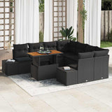 Garden Sofa Set 9 pcs Black and Brown