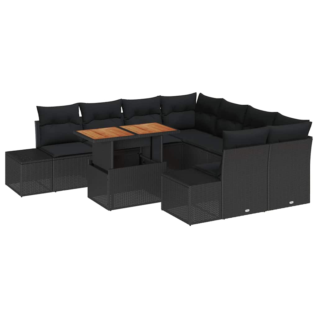 Garden Sofa Set 9 pcs Black and Brown