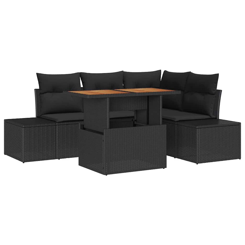 Garden Sofa Set 5 pcs Black and Brown