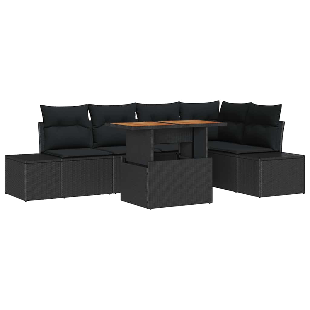Garden Sofa Set 6 pcs Black and Brown