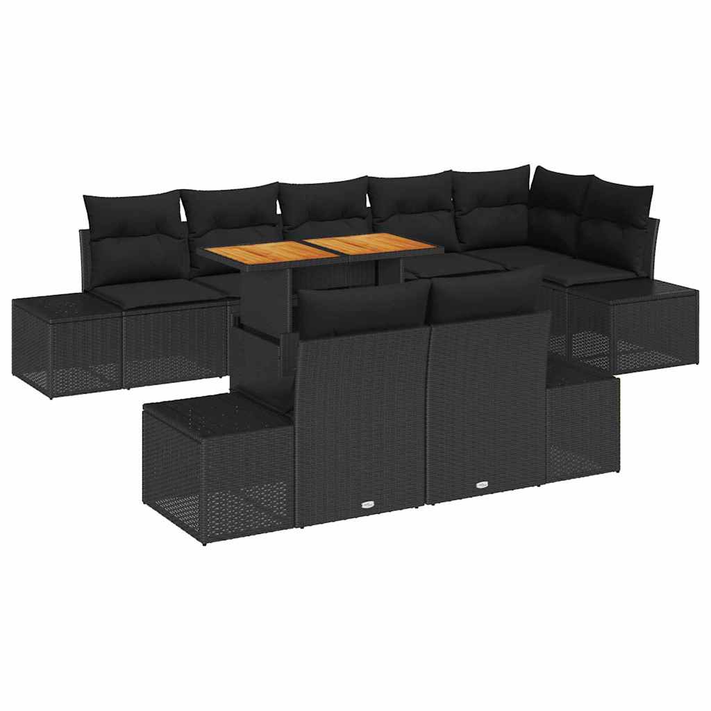 Garden Sofa Set 9 pcs Black and Brown