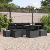 Garden Sofa Set 7 pcs Black and Brown