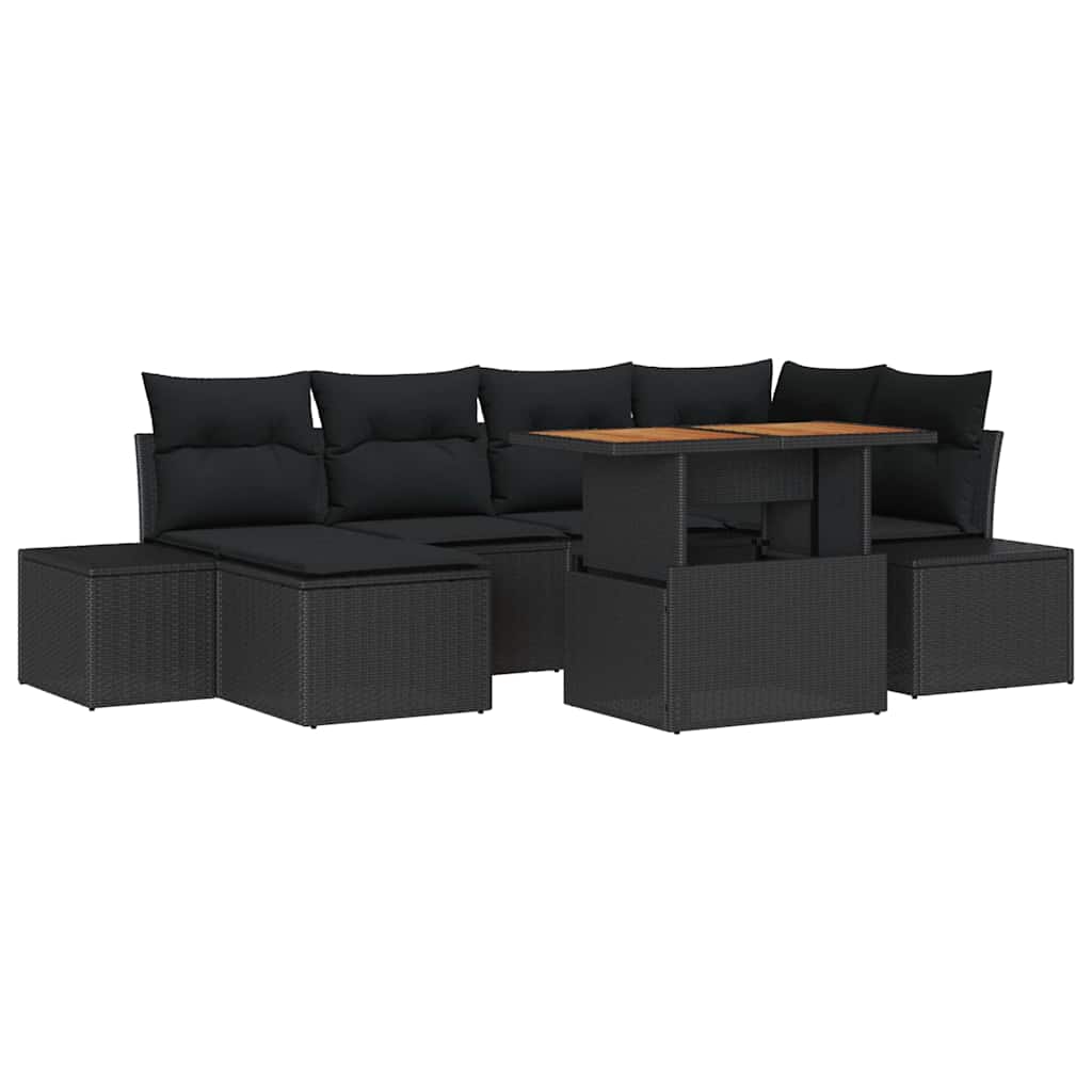 Garden Sofa Set 7 pcs Black and Brown