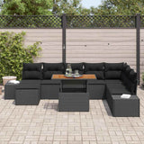 Garden Dining Set with Cushion 9 pcs Black and Brown - Side View