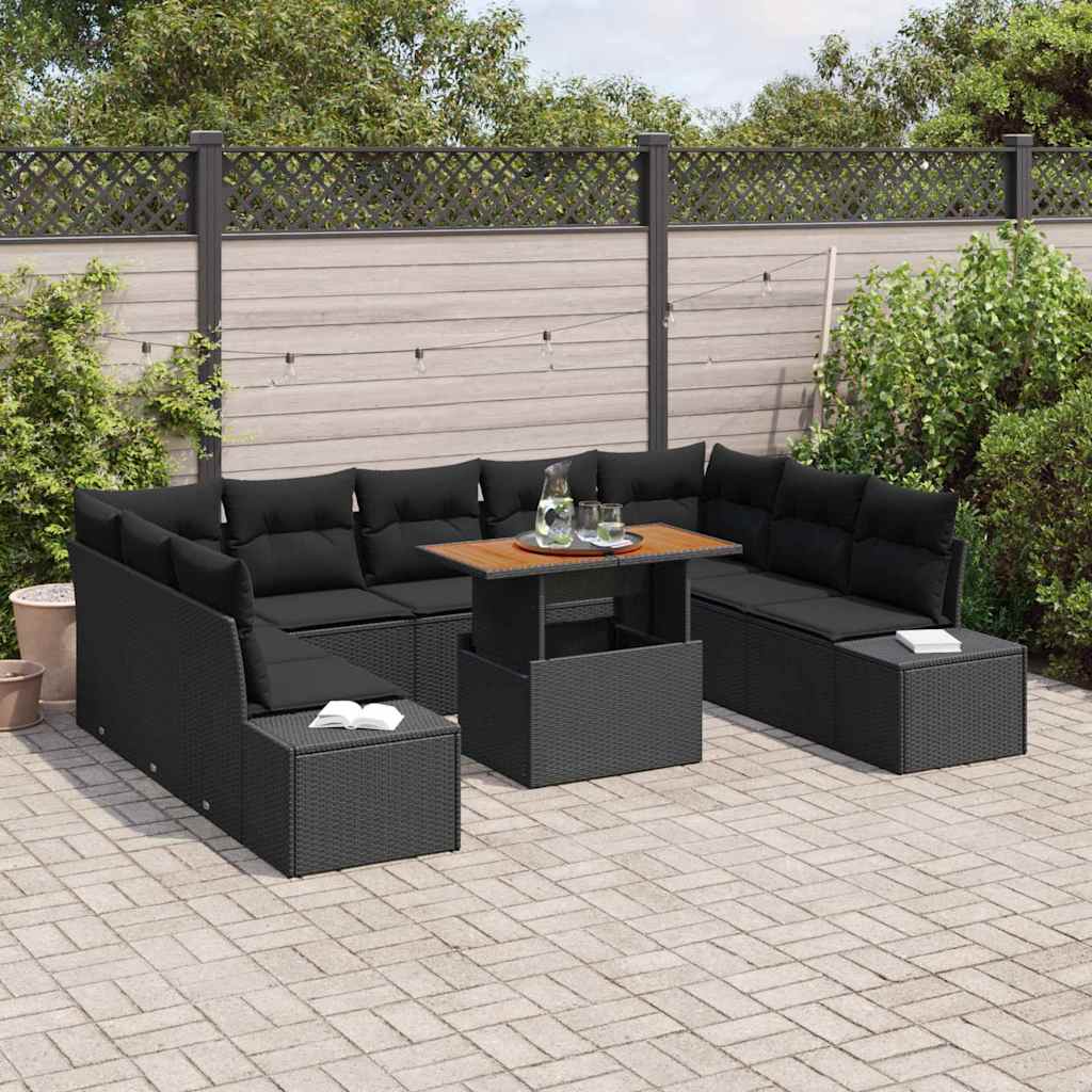 Garden Sofa Set 10 pcs Black and Brown