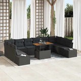 Garden Sofa Set with Cushion Manual 11 pcs Black and Brown