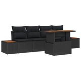 Garden Dining Set Manual 5 pcs Black and Brown 100 x 55 x 73 cm - Front View