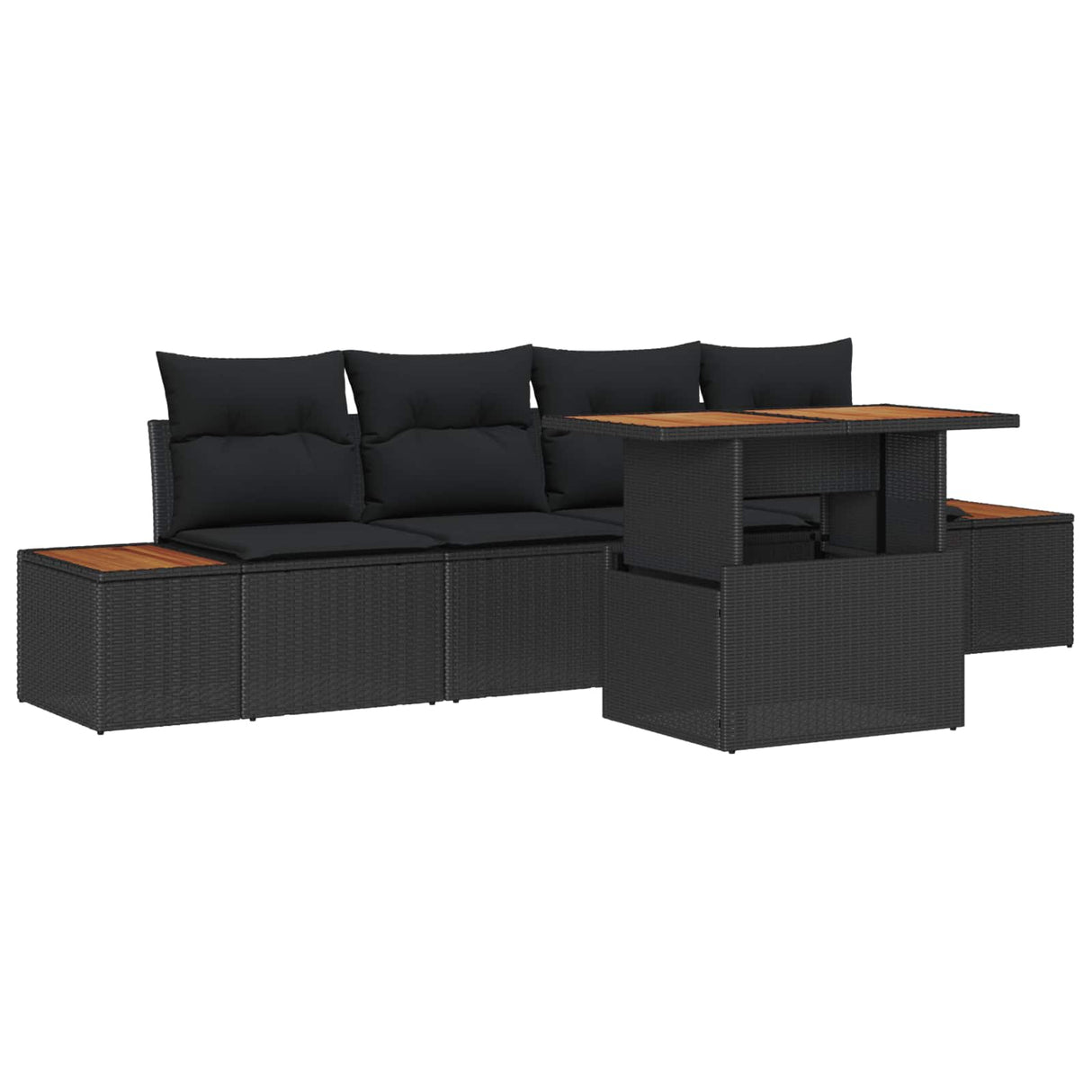 Garden Sofa Set 5 pcs Black and Brown