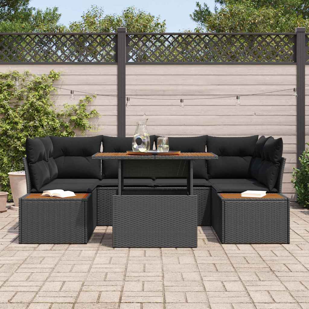 Garden Dining Set Manual 9 pcs Black and Brown 100 x 55 x 73 cm