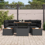 Garden Dining Set Manual 9 pcs Black and Brown 100 x 55 x 73 cm - Side View