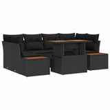 Garden Dining Set Manual 9 pcs Black and Brown 100 x 55 x 73 cm - Front View