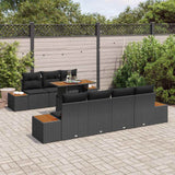 Garden Sofa Set with Cushion 8 pcs Black Poly rattan