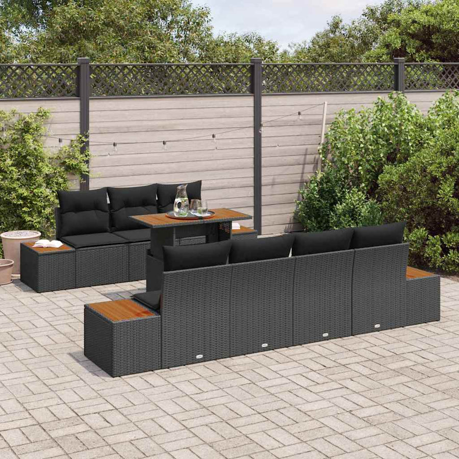 Garden Sofa Set 8 pcs Black Poly rattan