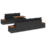 Garden Sofa Set with Cushion 8 pcs Black Poly rattan