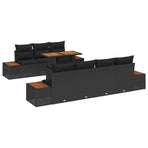 Garden Sofa Set 8 pcs Black Poly rattan