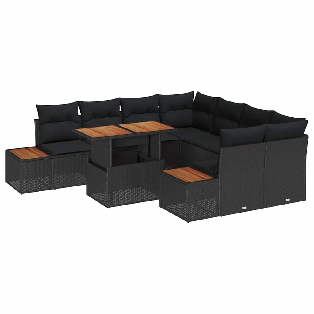 Garden Dining Set Manual 9 pcs Black and Brown 100 x 55 x 73 cm