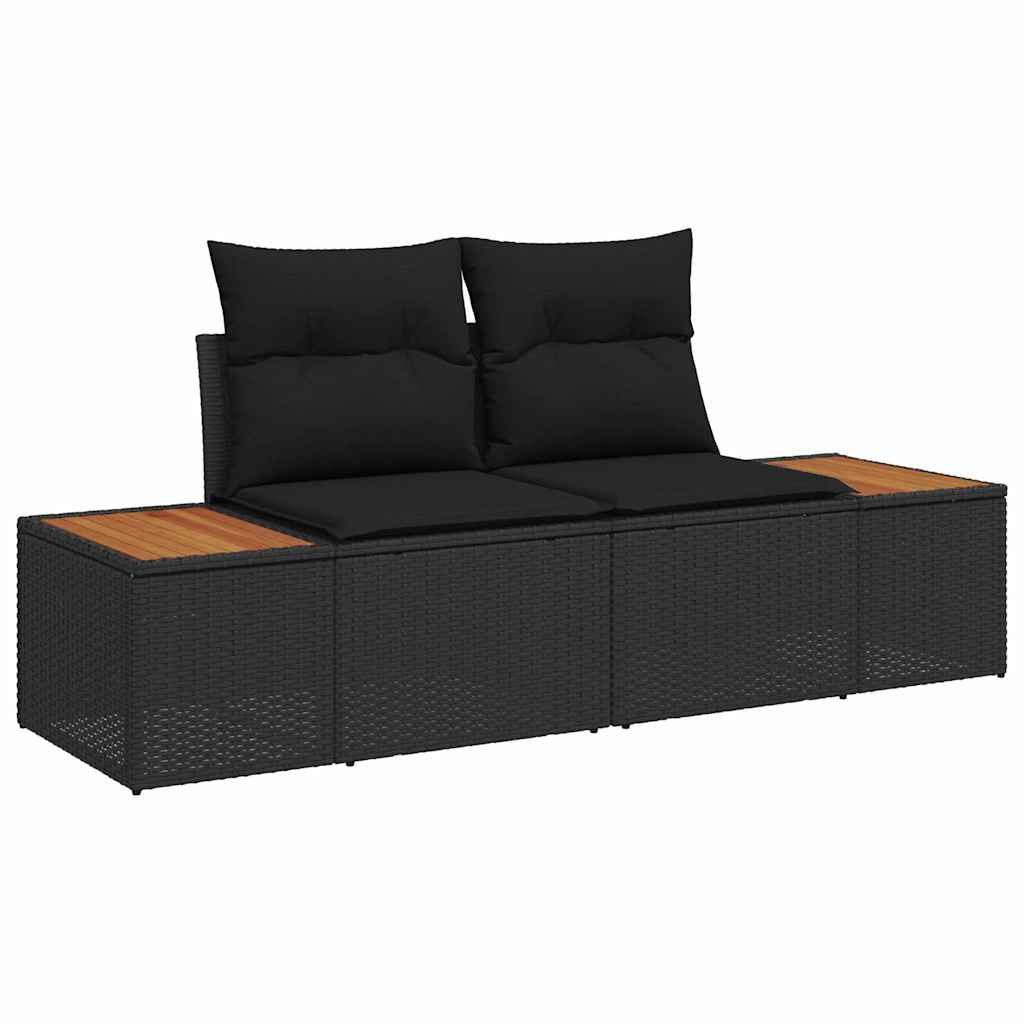 Garden Dining Set with Cushion 6 pcs Black and Brown