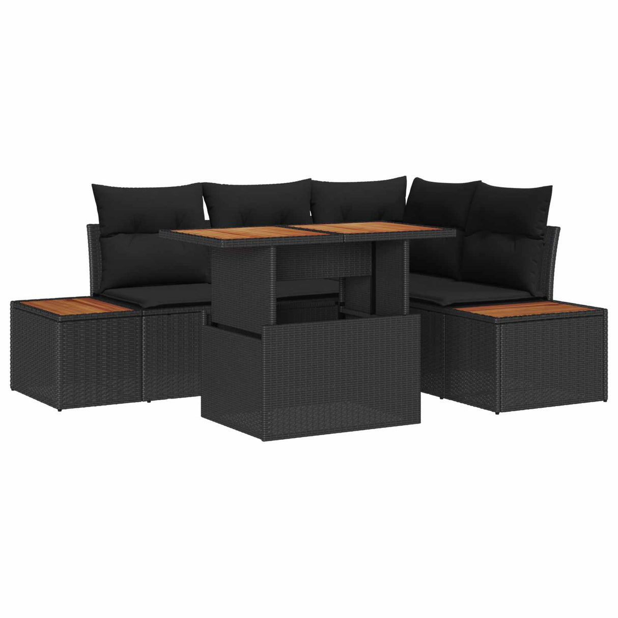 Garden Sofa Set 5 pcs Black and Brown