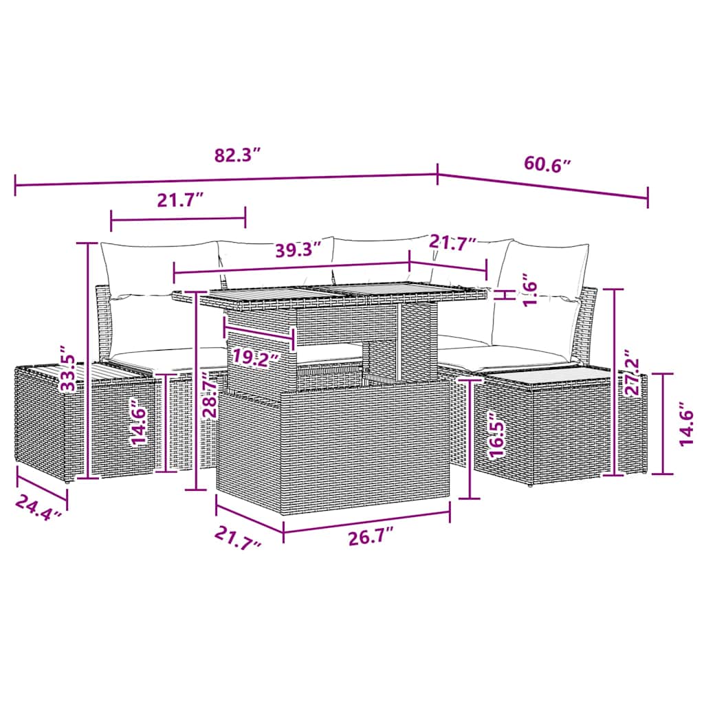 Garden Dining Set Manual 5 pcs Black and Brown 100 x 55 x 73 cm