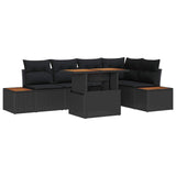 Garden Sofa Set 6 pcs Black and Brown