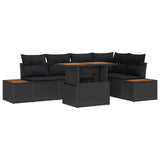 Garden Dining Set with Cushion 6 pcs Black and Brown