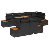Garden Sofa Set 9 pcs Black and Brown