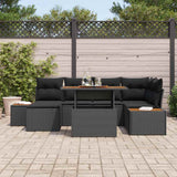 Garden Dining Set with Cushion 7 pcs Black and Brown - Side View