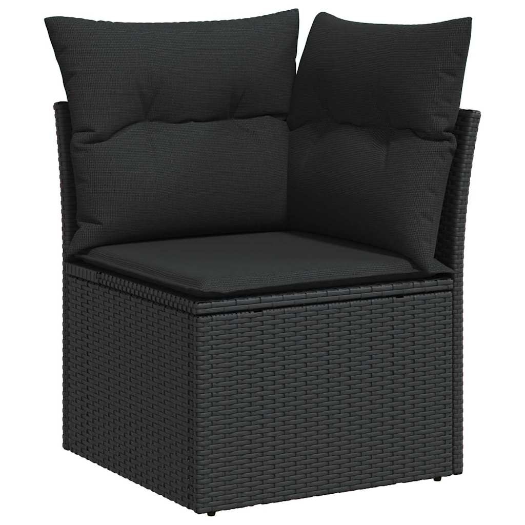 Garden Dining Set with Cushion 7 pcs Black and Brown