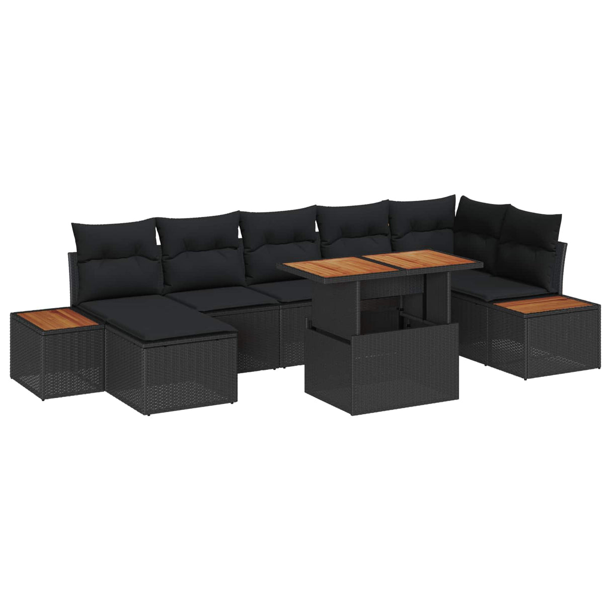 Garden Sofa Set 8 pcs Black and Brown