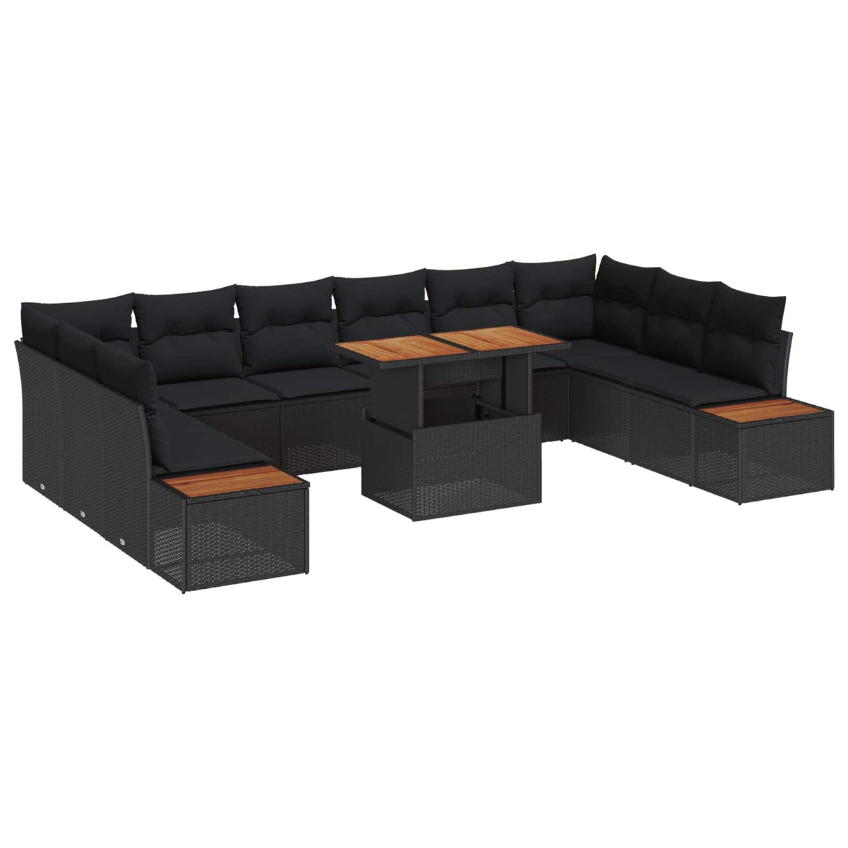 Garden Sofa Set 11 pcs Black and Brown
