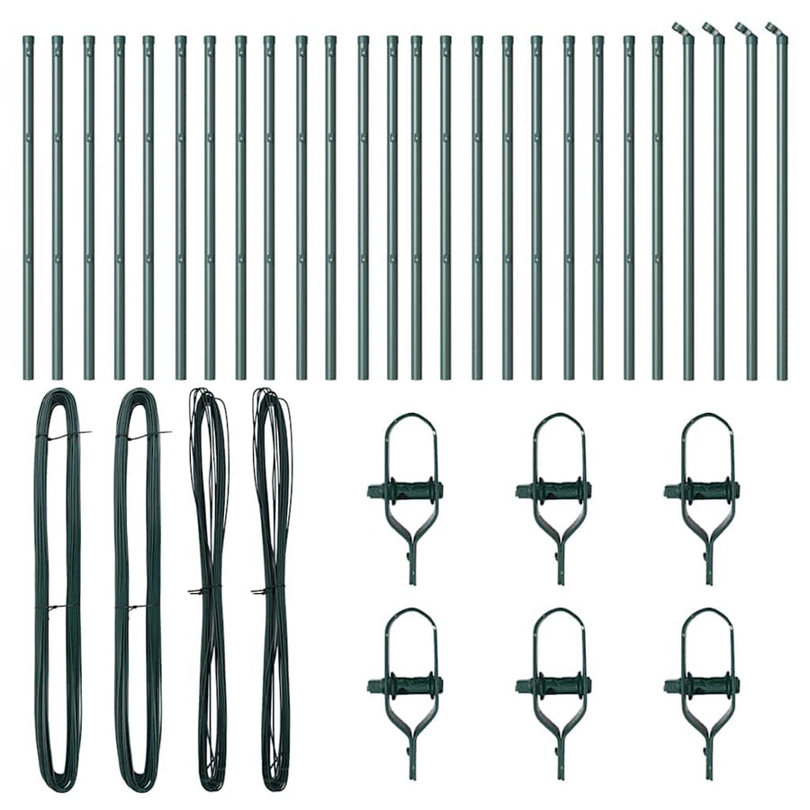 Embedded Fence Post 26 pcs Green Powder-Coated Steel