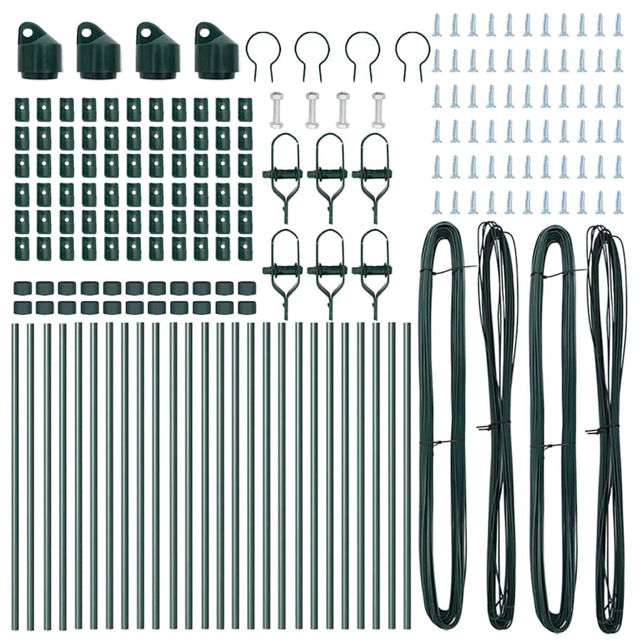 Embedded Fence Post 26 pcs Green Powder-Coated Steel