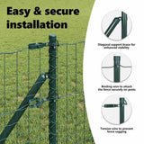 Embedded Fence Post 52 pcs Green Powder-Coated Steel - Rear View
