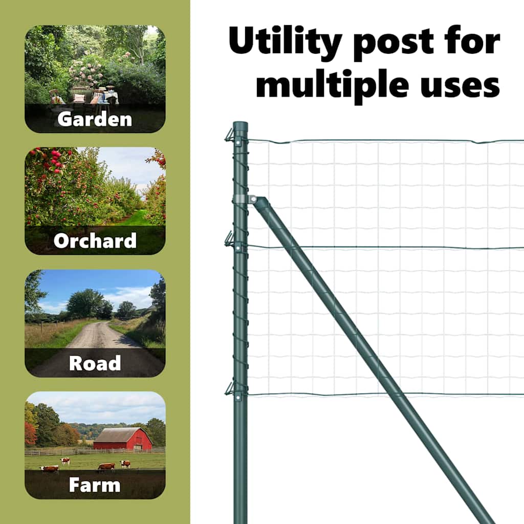 Embedded Fence Post 52 pcs Green Powder-Coated Steel