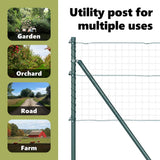 Embedded Fence Post 52 pcs Green Powder-Coated Steel - Close-Up Angle