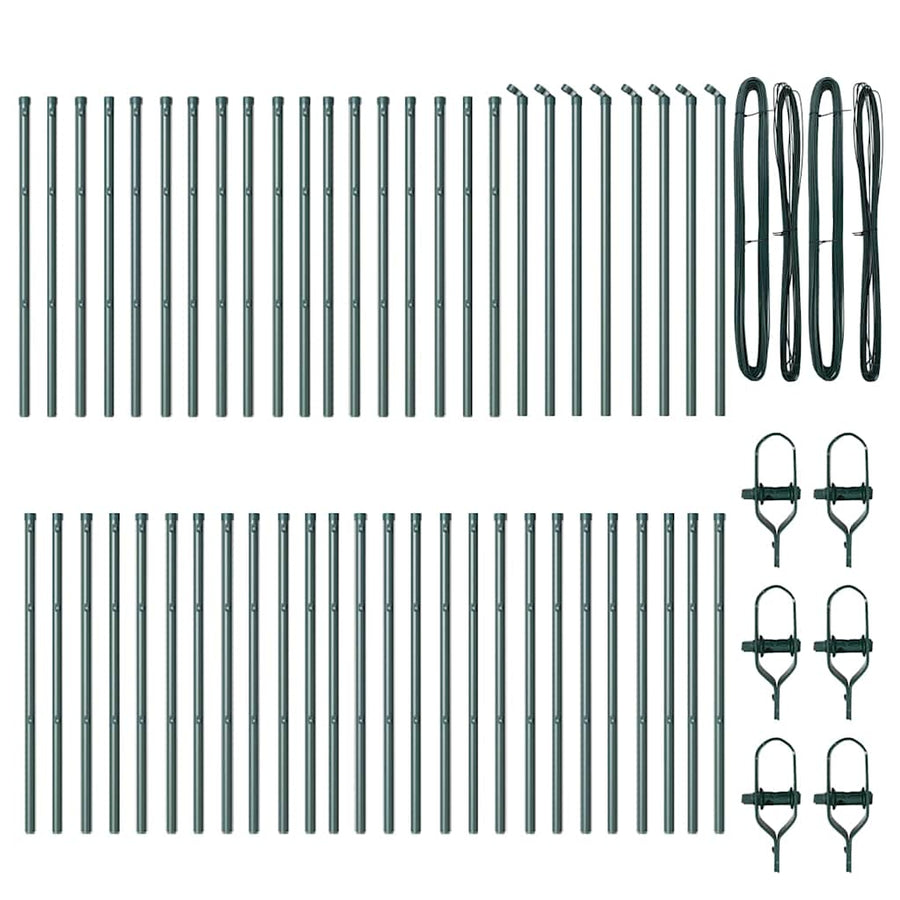 Embedded Fence Post 52 pcs Green Powder-Coated Steel