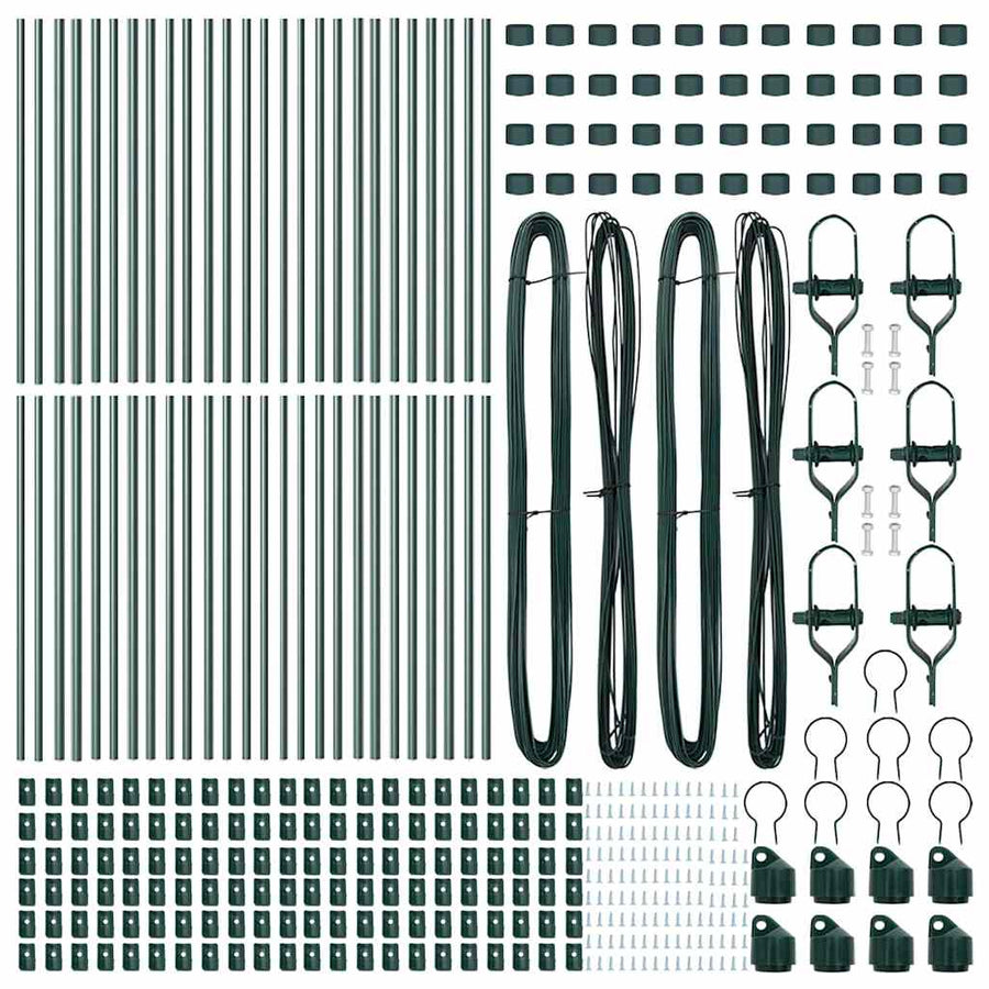 Embedded Fence Post 52 pcs Green Powder-Coated Steel