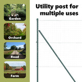 Embedded Fence Post 26 pcs Green Powder-Coated Steel - Close-Up Angle