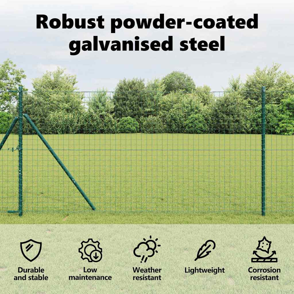 Embedded Fence Post 52 pcs Green Powder-Coated Steel