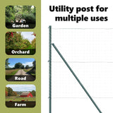 Embedded Fence Post 52 pcs Green Powder-Coated Steel - Close-Up Angle