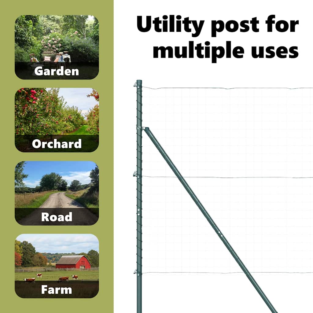 Embedded Fence Post 26 pcs Green Powder-Coated Steel
